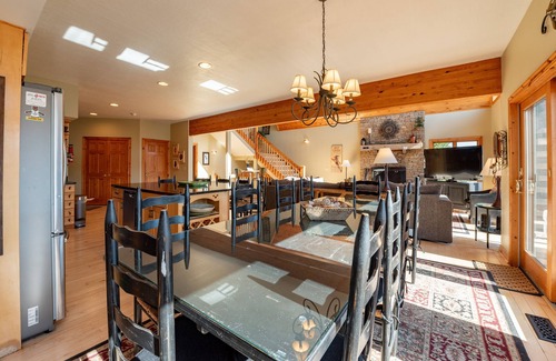 Waterfront Greens House | Spacious Lake Escape w/Hot Tub, Dock & Fireplace