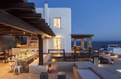 Ornos Villa | Spectacular Seaside Villa, St. John beach, Private Pool, Sunset View Over Delos
