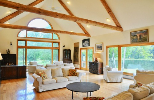 Bovina Center House | Spruce Lake Farm 56-acre mountain-top log home estate on private 7-acre lake