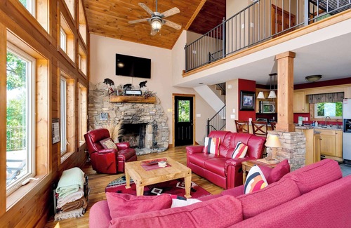 Trenton Cabin | Stone Ledge Refuge with Hot Tub Views