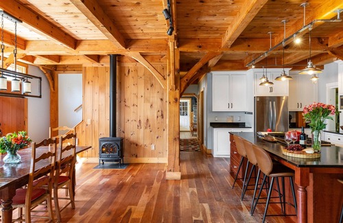 Waitsfield House | Sun-soaked, spacious post & beam home w/views, fire-pit, garage. Dog friendly!