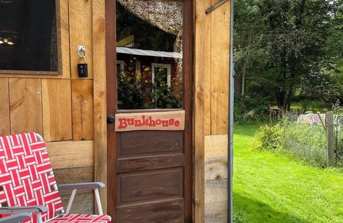 Trumansburg House | The Bunkhouse at CrowNestFarm! Communal Bathroom and Kitchenette.