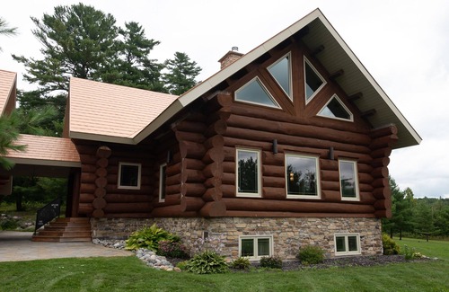 Alban Cottage | Timber Frame Log Cottage, across from the French River, great for big families