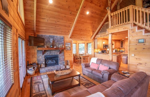 Todd Cabin | Todd Log Cabin w/Views + Hot Tub + Gas Fireplace + Game Room