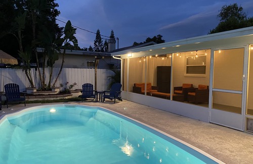 Largo House | Tropical Backyard Heated Pool House Close to Beach