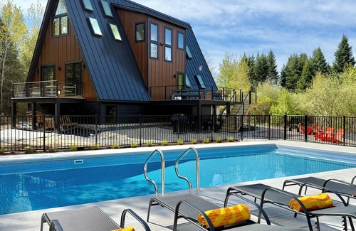Fennville Cabin | Twin Peaks A-Frame East. Private In-ground Pool. 5 Bed, 2 Bath modern cabin.