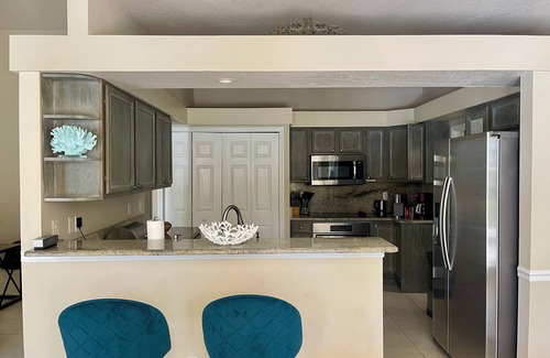 Palm River Estates House | Vibrant home close to best beach parks and shops backyard pool with a lake