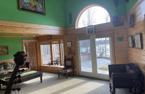 Interlochen House | Waterfront home in Lake Ann with outdoor pool. Pet ok, row boat, kayak, canoe