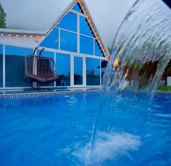 Gabala House | White Aframe with heated pool