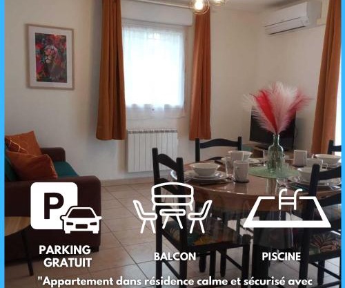 L'Étoile Biterroise - Appartement de Vacances avec Piscine et Parking gratuit à Béziers