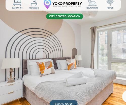 Luxury 2 Bedroom 2 Bathroom Apartment - City Centre - Free Parking, Balcony and Smart TVs with Sky TV and Netflix by Yoko Property