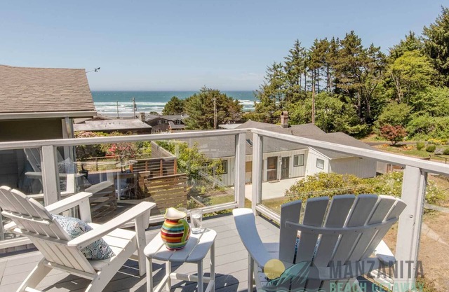 Ocean Views and close to beach! Large home with wrap around deck, 4 bedrooms and dog friendly.