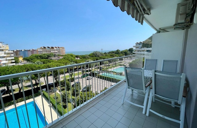 Relax in a our pool view apartment