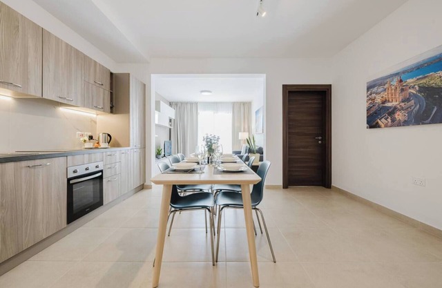 This modern refurnished apartment is a self-catering accommodation located Mellieha. Perfectly located in a residential area of Mellieha but surrounded with all amenities, the bus terminus is just five minutes walk from the apartment, from th