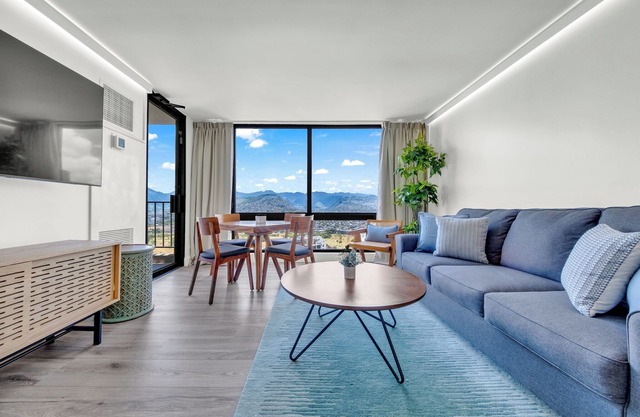 Waikiki Sunset Hotel remodeled unit with a magnificent view of the Koʻolau Range