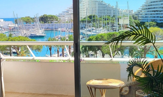 Villeneuve Loubet Beach Apartment | 2pces magnificent sea view and port Air conditioning and parking 100m from the beach