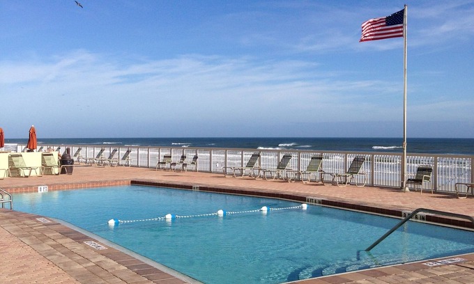 Daytona Beach Shores Condo | Amazing View-Oceanfront-Heated Pool-Car Free Beach-Crib-Many Extras!