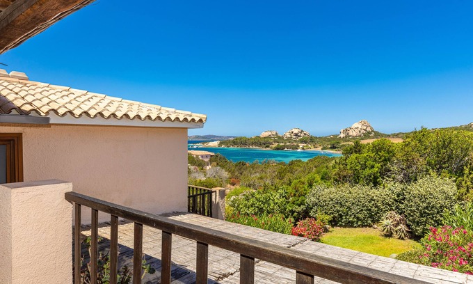 Baja Sardinia Apartment | Apartment "Mucchi Bianchi LC-103" With Sea View, WiFi, Balcony and Garden; Pet friendly