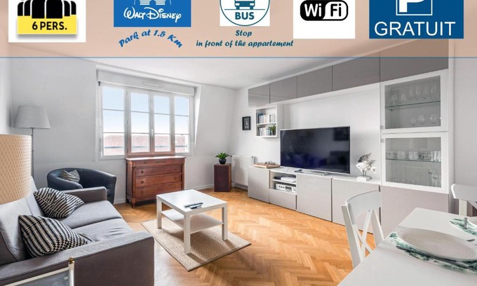Serris Apartment | Appartement familial Disney Val d'Europe La Vallée, wifi et parking
