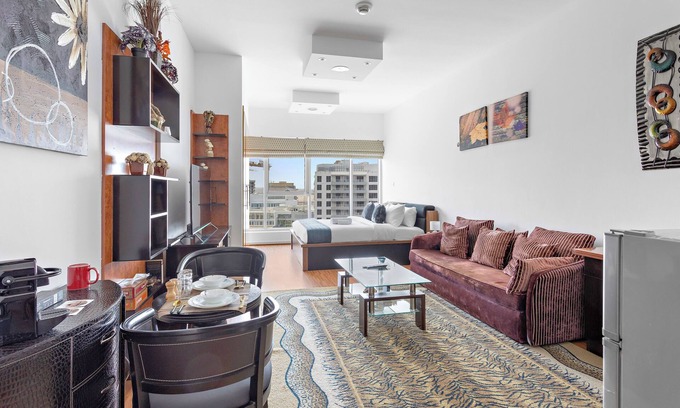Dubai Apartment | Art Deco Studio with a Pool, Gym, Children's Playground