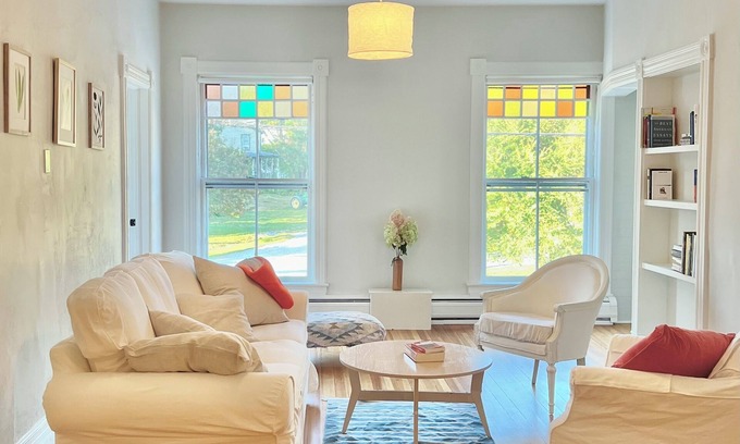West Pawlet Apartment | Beautiful, bright retreat with balcony overlooking river and rail trail.