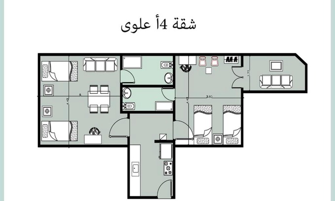 Marina El Alamein Apartment | Chalets4A sea and pool view 2Bed rooms without lounge 114 at Green Beach