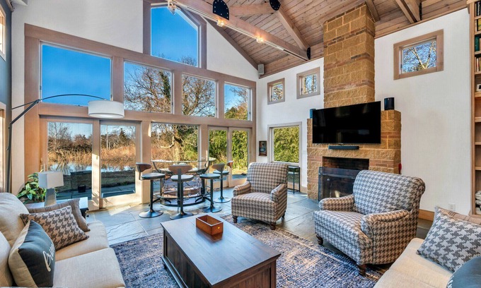 Mattituck House | Chic Mattituck waterfront home with beautiful views, slate patio, heated...