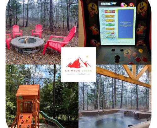 Broken Bow House | Crimson Creek Cabin - Ideal for Friends or 1- 2 Families, Play set, Hot Tub