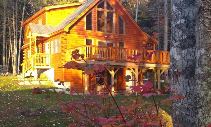 Ellsworth House | Lakeside Log Home near Acadia NP - peak foliage is here. BOOK NOW Oct. 14th-17th