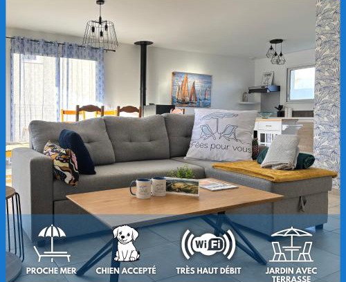 Asnelles House | Les dunes, maison neuve 8 p bien équipée jardin clos, terrasse équipée, parking, garage à 850 m de la plage et centre bourg, sur plages du débarquement près Arromanches et Bayeux, chiens bienvenus