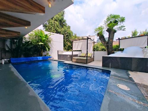 Jimenez Apartment | Loft lujo estilo y diseño, alberca climatizada y cama de alberca, Cuernavaca somos los únicos en ofrecerte 2 jacuzzis para tu uso personal y exclusivo con agua caliente y sistema de hidromasaje tipo Spa, terraza privada y asador de carbon