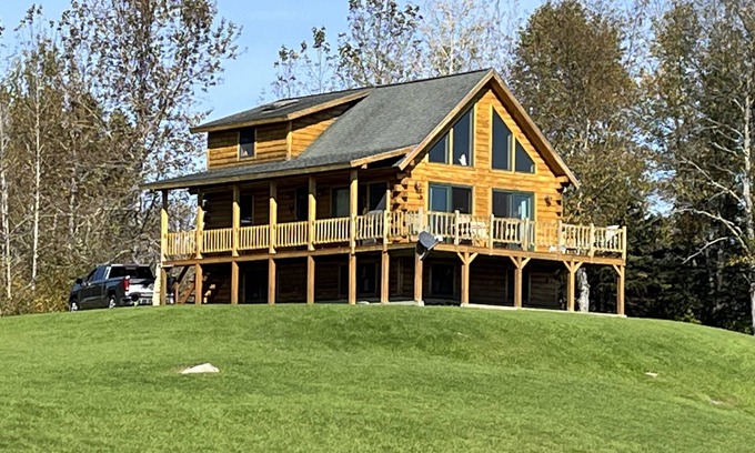 Colebrook Ski Chalet | Log Cabin on 6 acres w direct snowmobile trail access, Mountain views & sunsets
