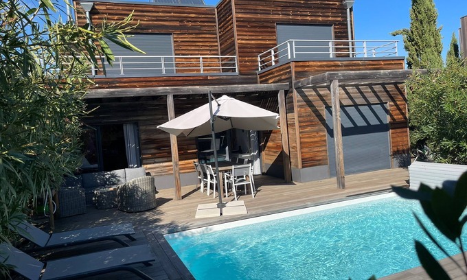 Pinarellu Villa | Luxury villa 9 pers heated pool, spa and hotel services