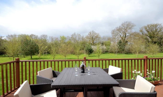 Malton Cabin | Malton Grange - Victory Greenland Luxury Lodge with hot tub. Rural views.