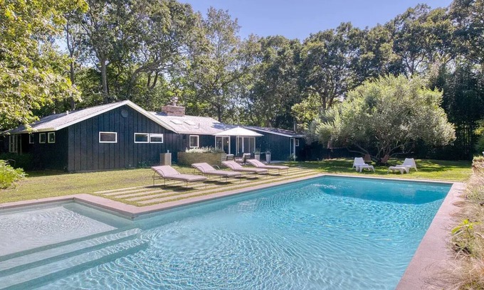 Silver Beach House | Mid-Century Gem with Pool, Fireplace and Steps to Private Beach.