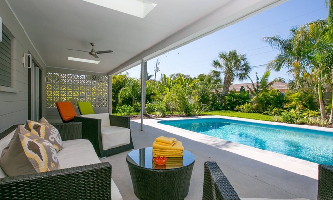 Golden Beach House | Midcentury Modern With Pool