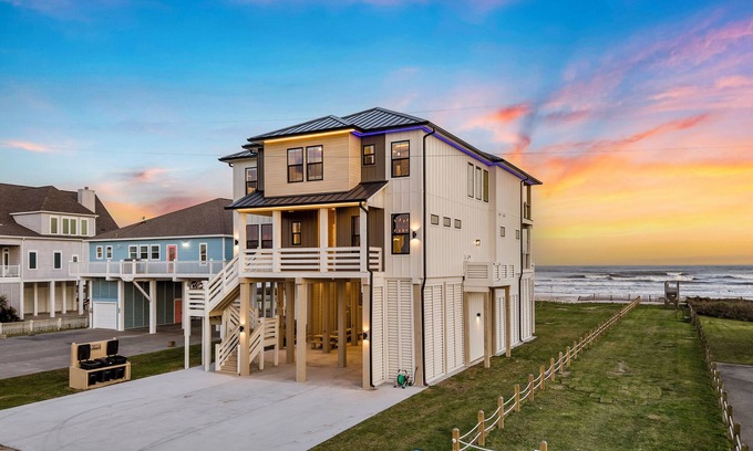 Port Bolivar House | Modern Beachfront Retreat in Crystal Beach – Pool, Elevator & Sleeps 20