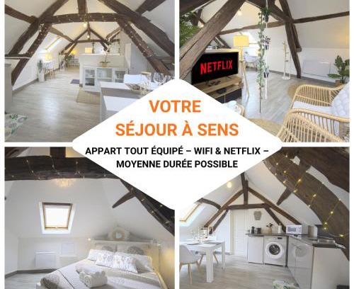 Sens Apartment | Mon Rêve - By BEST KEYS - Loft Cosy & Charme Authentique - Poutres Apparentes - Centre Ville - Netflix & WiFi Fibre - Smart TV - Machine à Café Nespresso - Check-in Autonome - Parking Facile & Gratuit