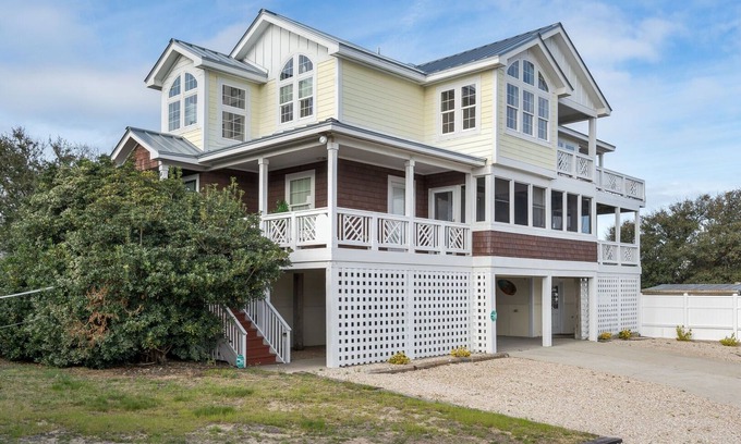 Sea Scape House | Pet-friendly Kitty Hawk home with private heated pool, volleyball court, and more