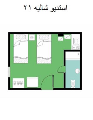 Marina El Alamein Ski Chalet | R1 CH21 studio 2 beds poolside garden terrace Green Beach