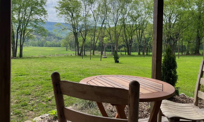 Lupton City Cabin | Romantic Cabin -Also available RV pad w/hookups -Heated Outside Shower & Soaker Tub - Mountain Views