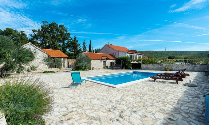 Benkovac Ski Chalet | Stone country House Irena with pool on a large property