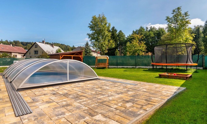 Olesnice v Orlickych horach Villa | Stunning private villa for 20 guests with WIFI, private pool, hot tub, TV, patio and pets allowed
