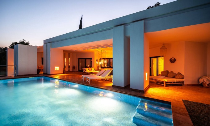Sant Josep de sa Talaia Villa | Stylish boho villa in southern Ibiza with breathtaking views of Es Vedra