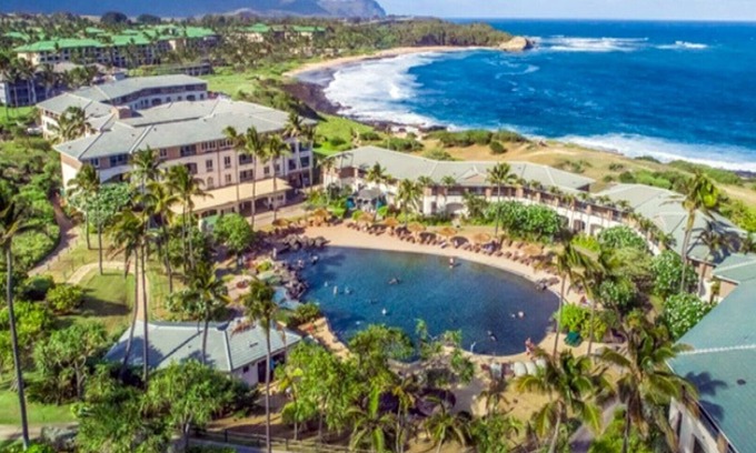Poipu Resort | Tropical 2BR Partial Ocean View Villa at The Point at Poipu