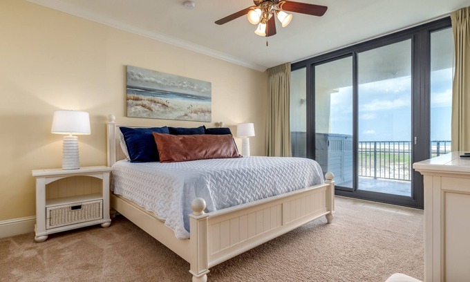 Dauphin Island Condo | UPDATED Beach Front Condo - Holiday Isle 302 - Pool, Sauna, Hot Tub, Grill, W/D
