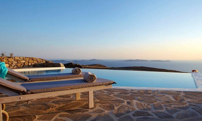 Faros Armenistis Villa | Villa of Cycladic Design, Private Pool, Stunning Views to the Sea & Sunsets near Choulakia Beach
