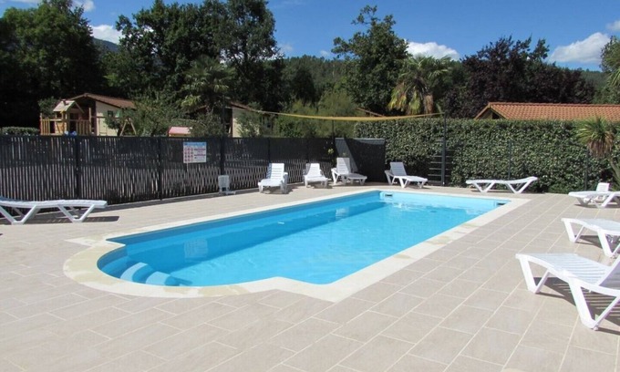 Corneilla-de-Conflent Ski Chalet | Wooden chalets in gite village with terrace, barbecue, swimming pool and air conditioning