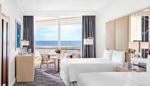 Deluxe Double Room with Two Double Beds and Sea View