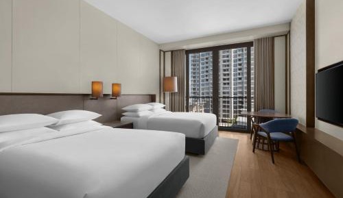 Double Room with Two Double Beds and Courtyard View